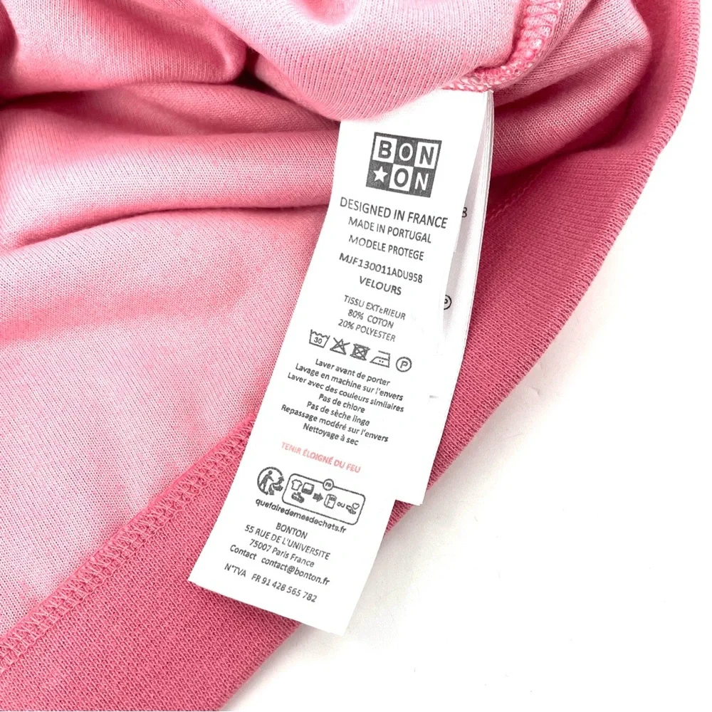BONTON NWT Kids Velour Pink Embroidered Pullover Puff Shoulder Sweatshirt Top